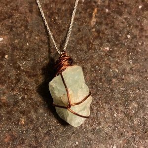 Genuine Colorado Green Aquamarine Copper Wire Wrapped Crystal Large